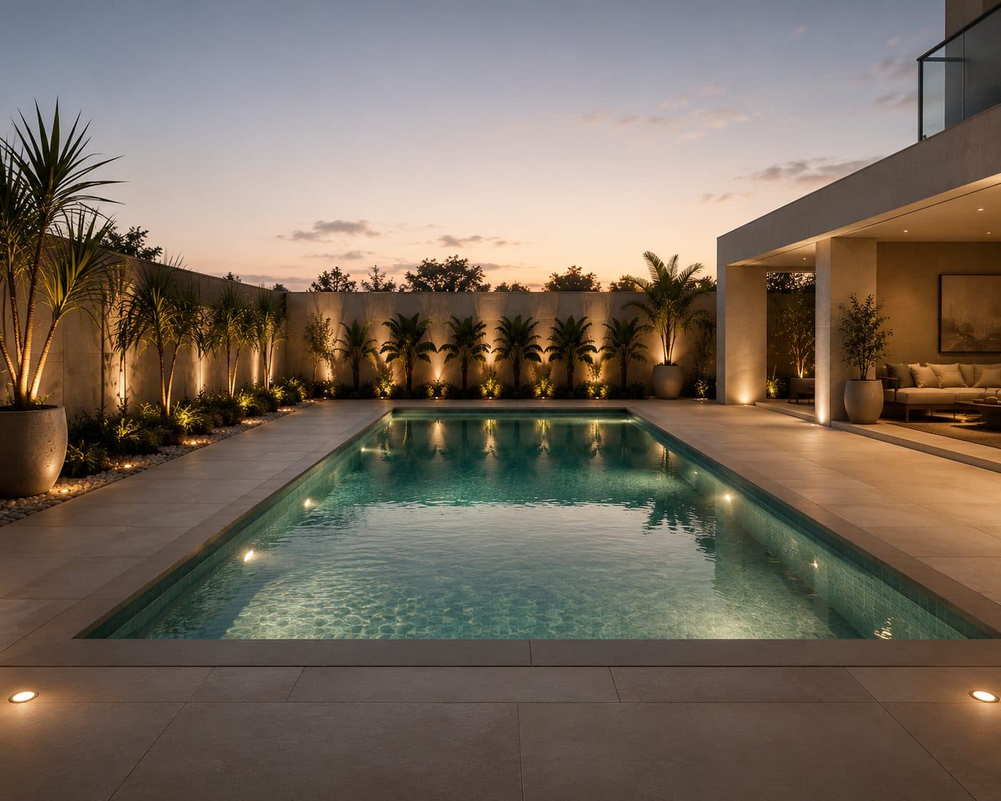 Light outdoor tiles around a Queensland swimming pool